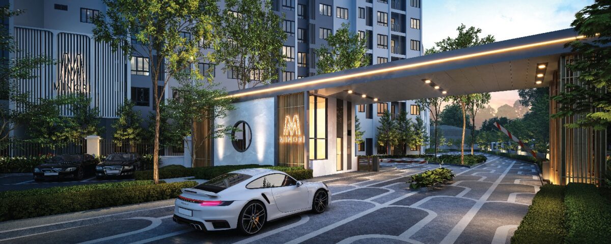 Modern new property in Johor Bahru with lifestyle amenities and green spaces.