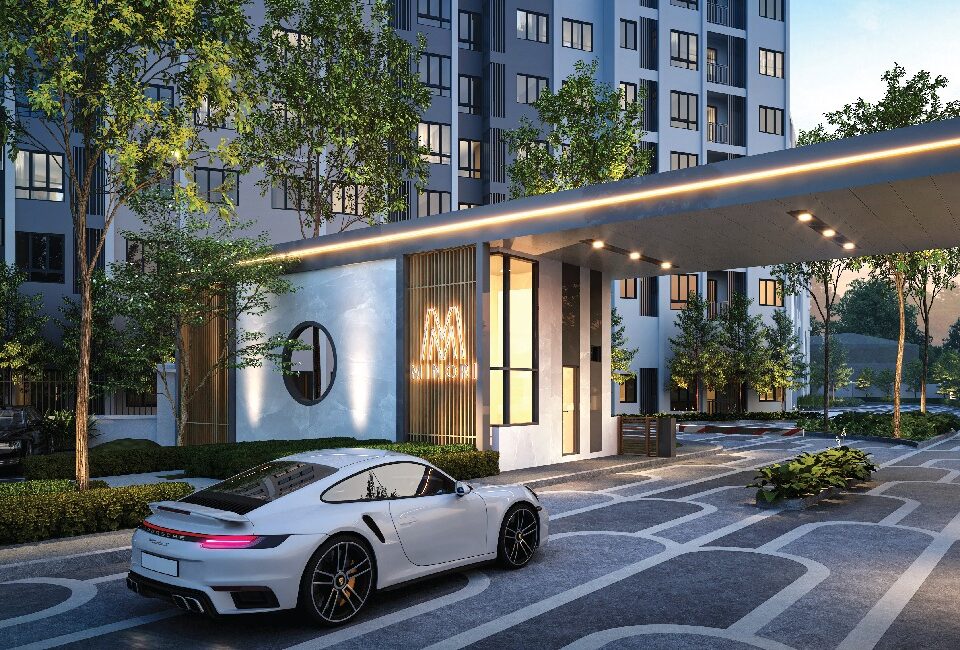 Modern new property in Johor Bahru with lifestyle amenities and green spaces.