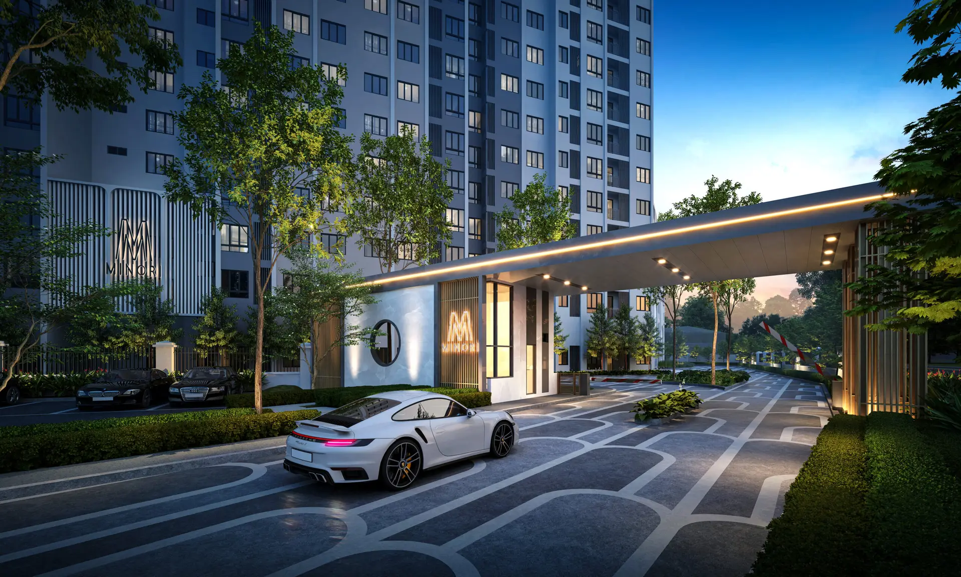 Mount Austin serviced apartment exterior view with modern design.